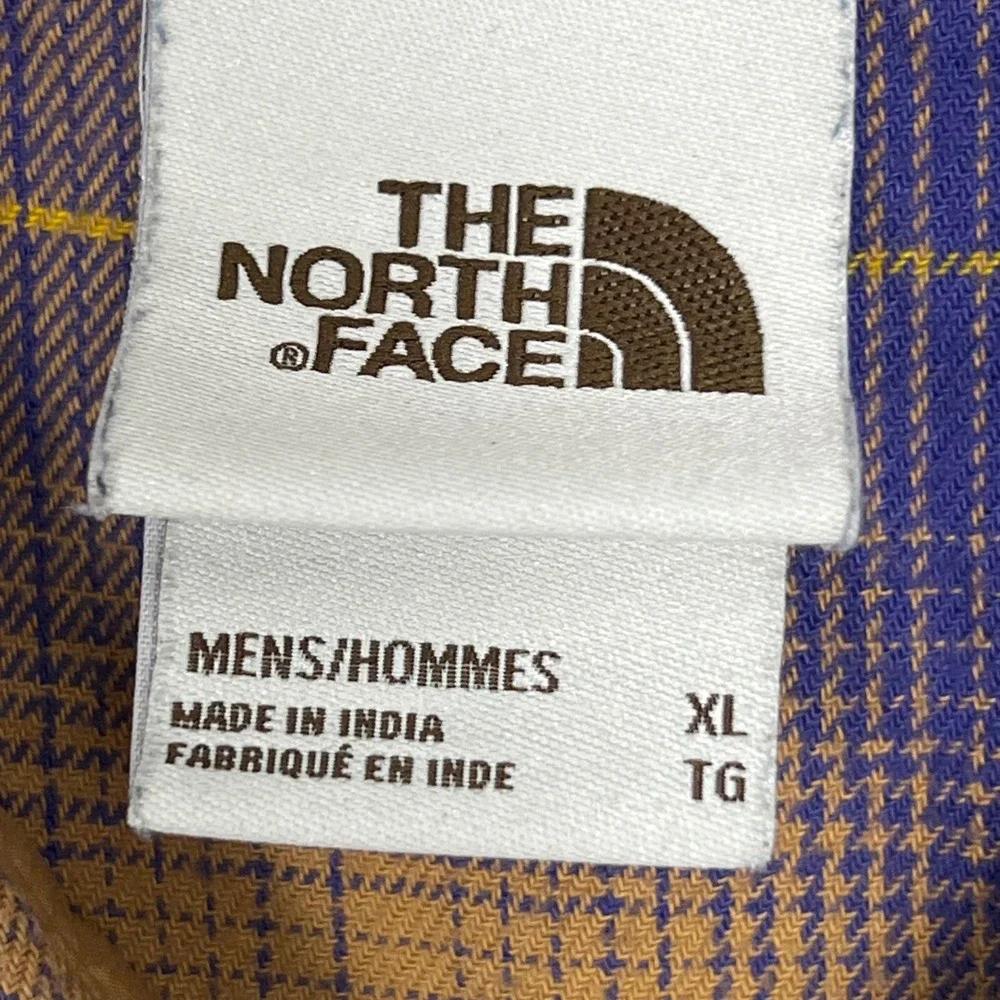 The‎ North Face Plaid Button Up Mens XL Purple Tan Excellent Long Sleeve Pockets